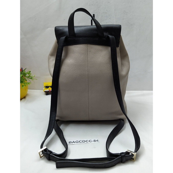 Kate Spade New York Black Gray Pebbled Laeather Flap Closure Drawstring Backpack main image 16